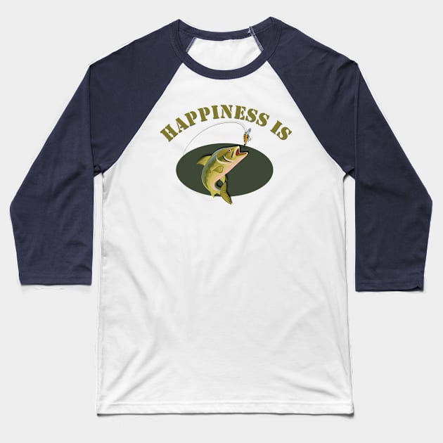 Happiness is Trout Fishing Baseball T-Shirt by AlondraHanley